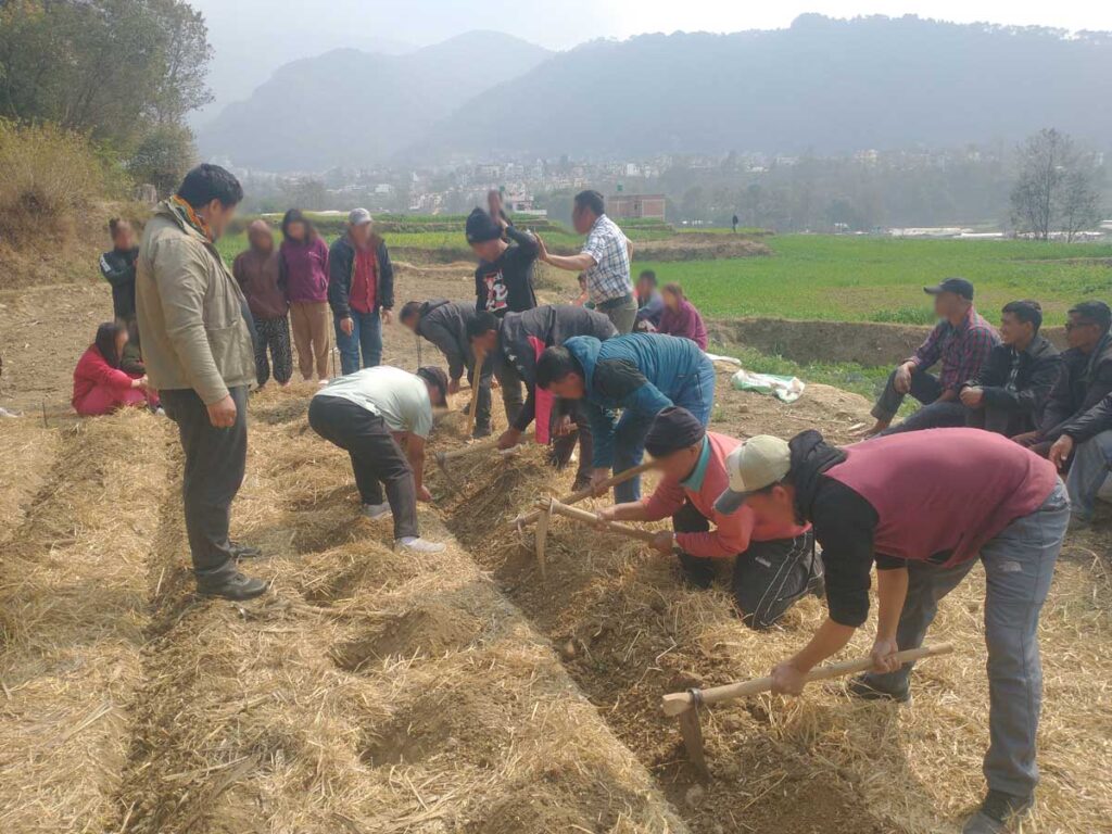 Outdoor class in SE Asia learning Farming God's Way
